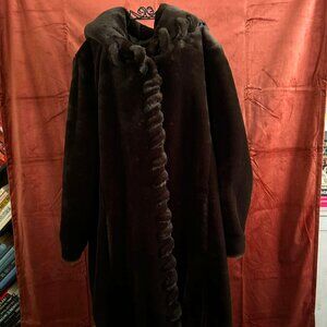 Luxurious brown hooded faux fur coat - Coldwater Creek
